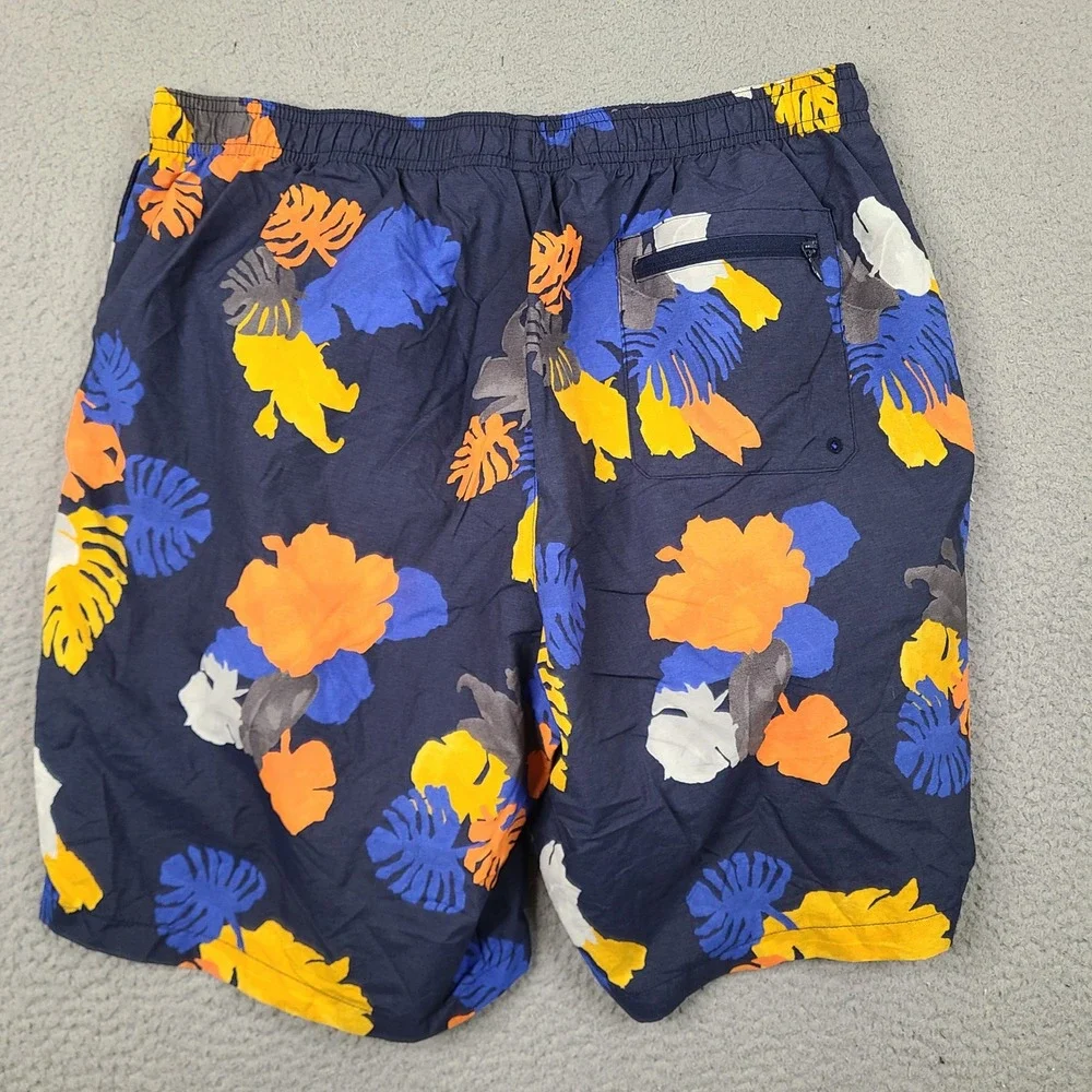 Columbia Swim Trunks Shorts Mens Large Navy Blue Tropical Floral Mesh Lined